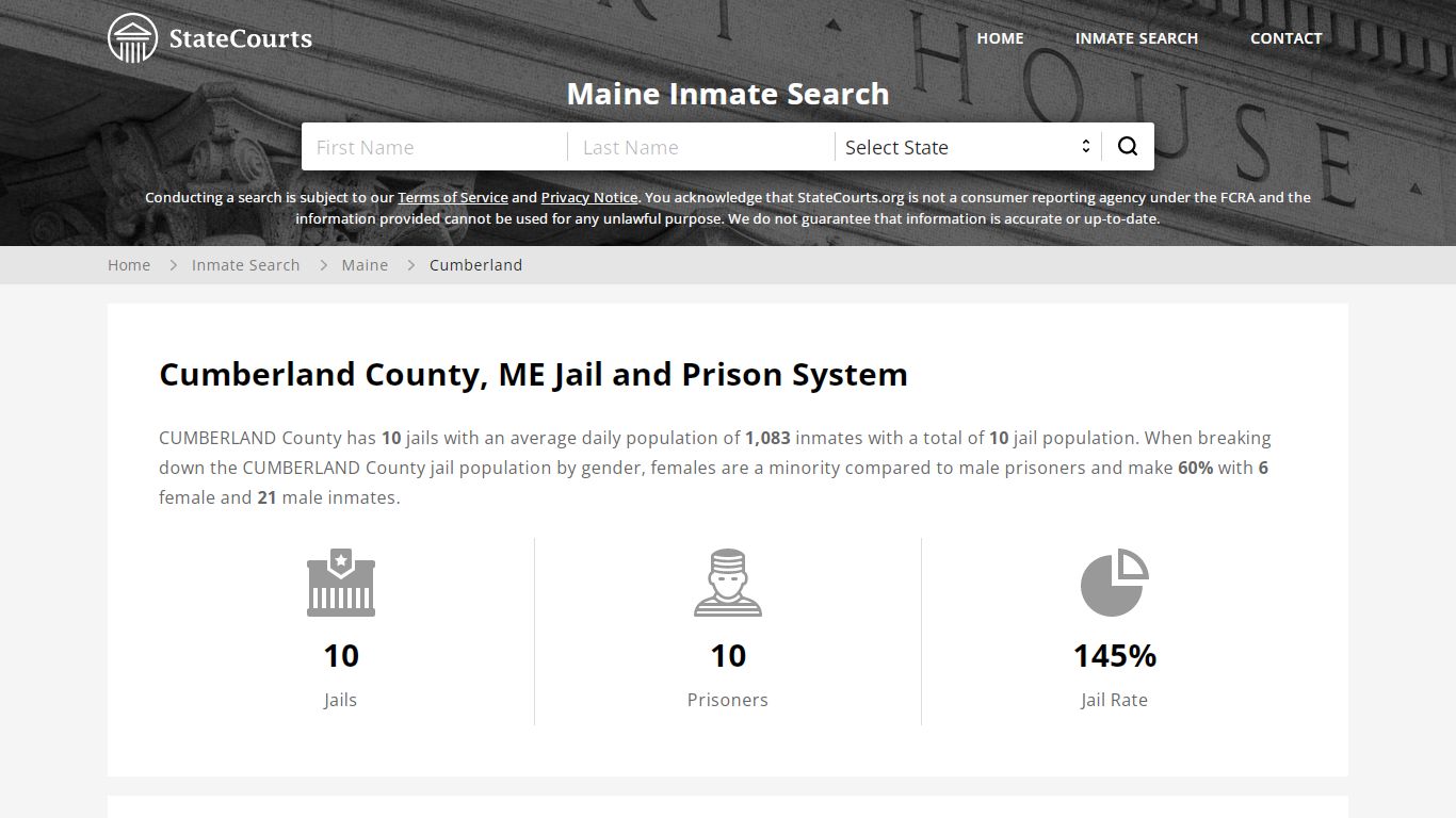 Cumberland County, ME Inmate Search - StateCourts