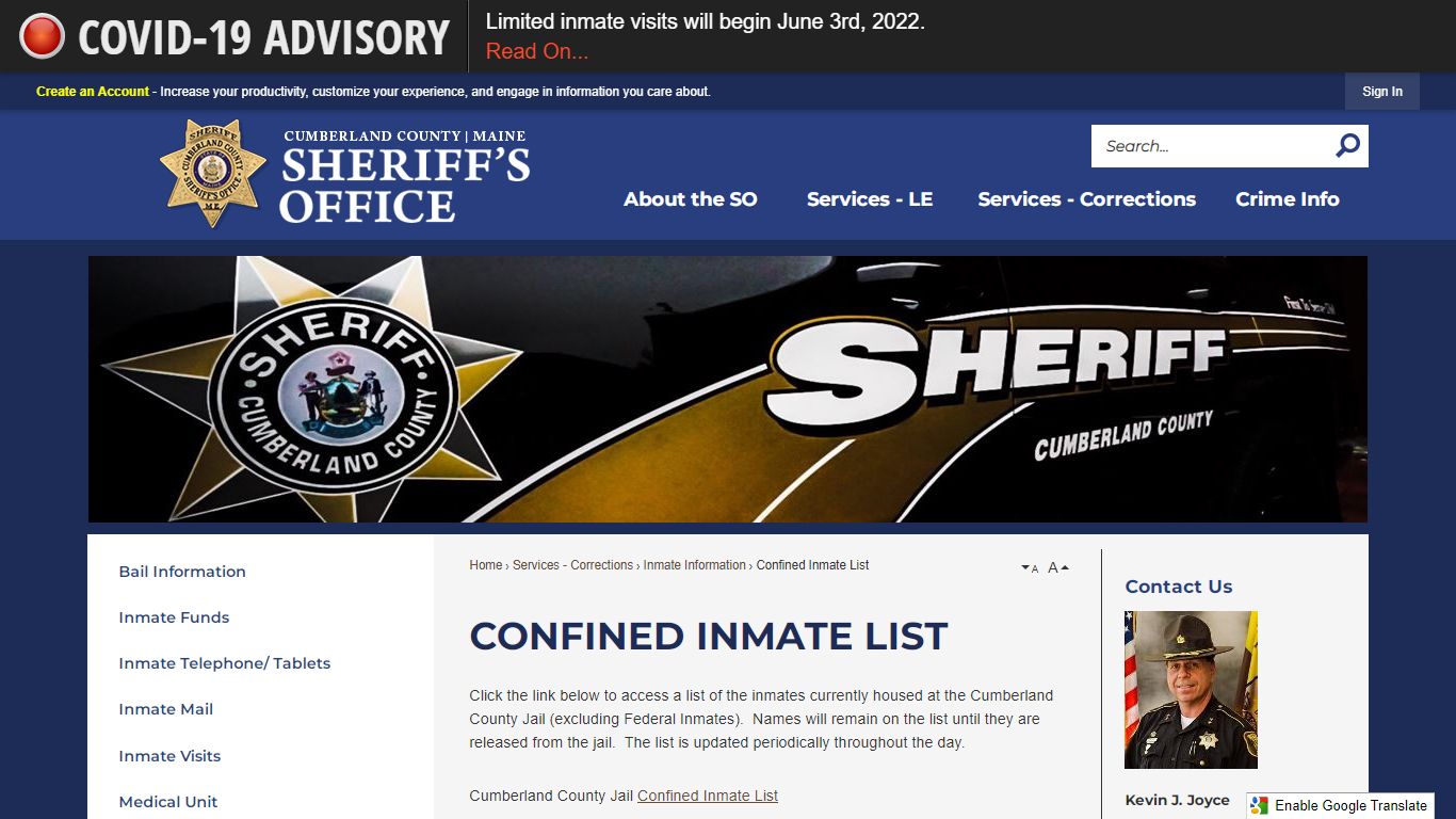 Confined Inmate List | Cumberland County Sheriff ...