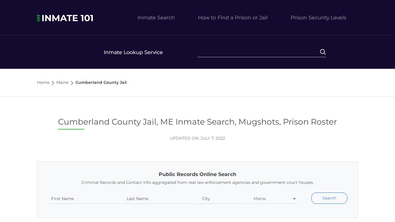 Cumberland County Jail, ME Inmate Search, Mugshots, Prison ...